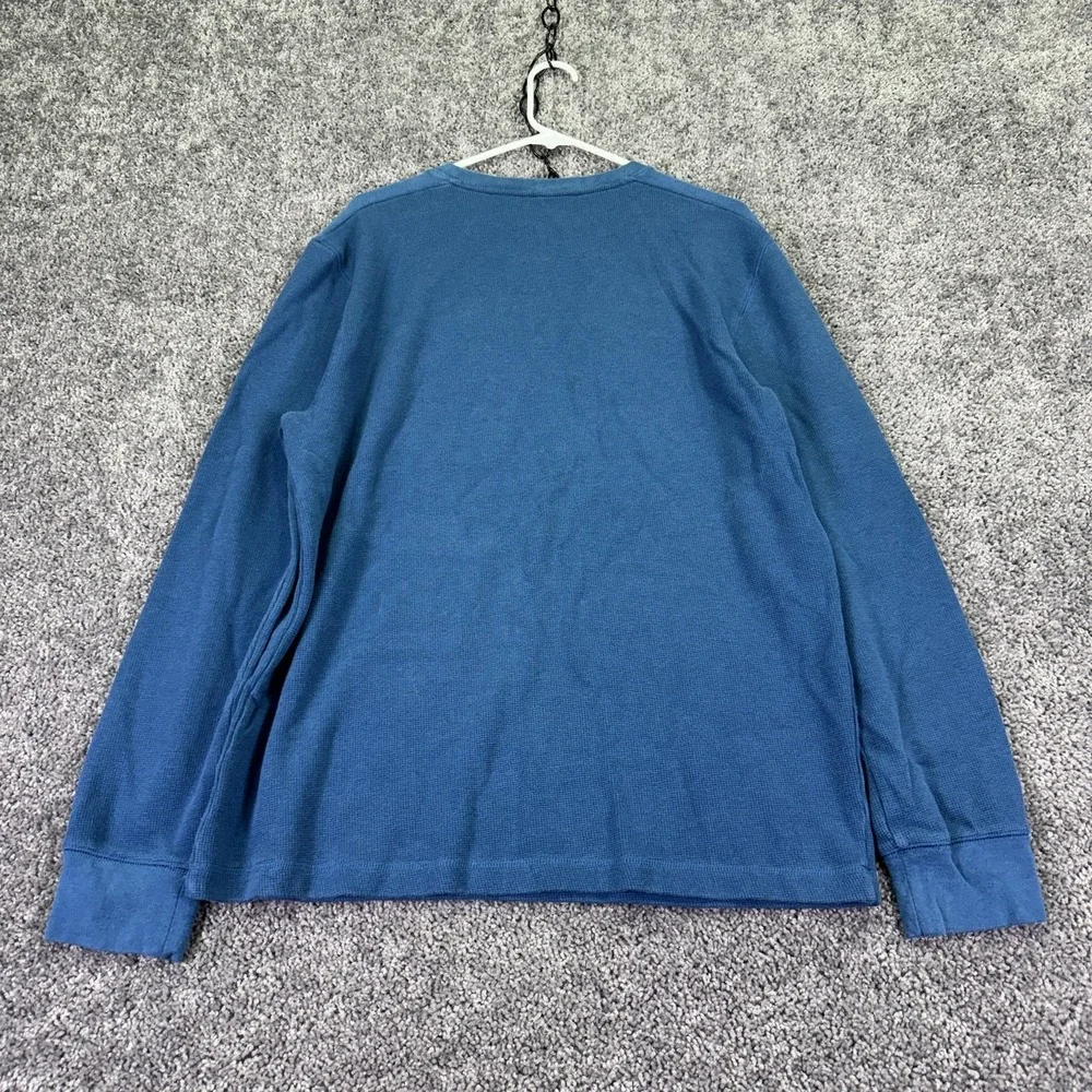 Banana Republic Shirt Mens Large Blue Thermal Waffle Knit Long Sleeve Crew Neck